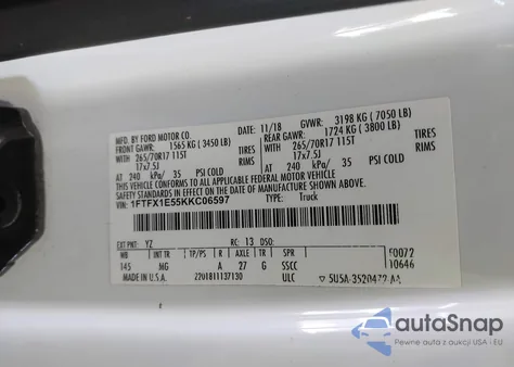 2019 Ford F-150 Xlt z USA, uszkodzony, nr VIN 1FTFX1E55KKC06597